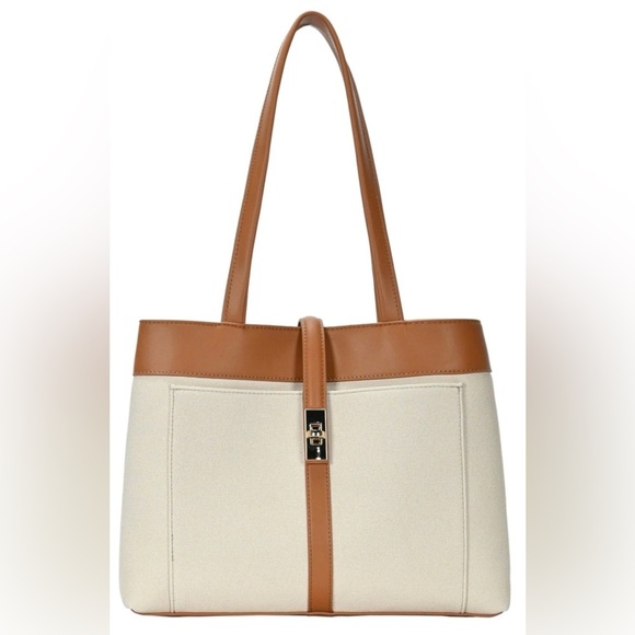 Rachel Zoe Canvas/Leather Three Compartment Tote Bag - Picture 1 of 6